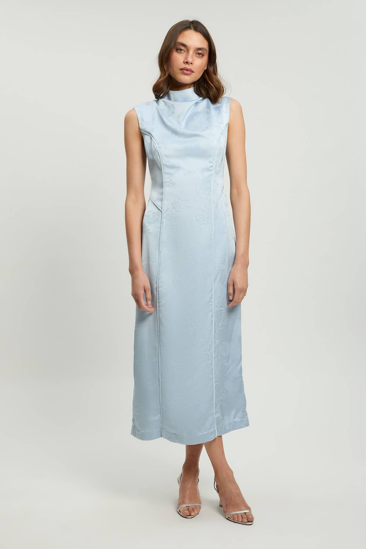 KarenMillen Robe Longue Jacquard Sans Manches À Col Drapé