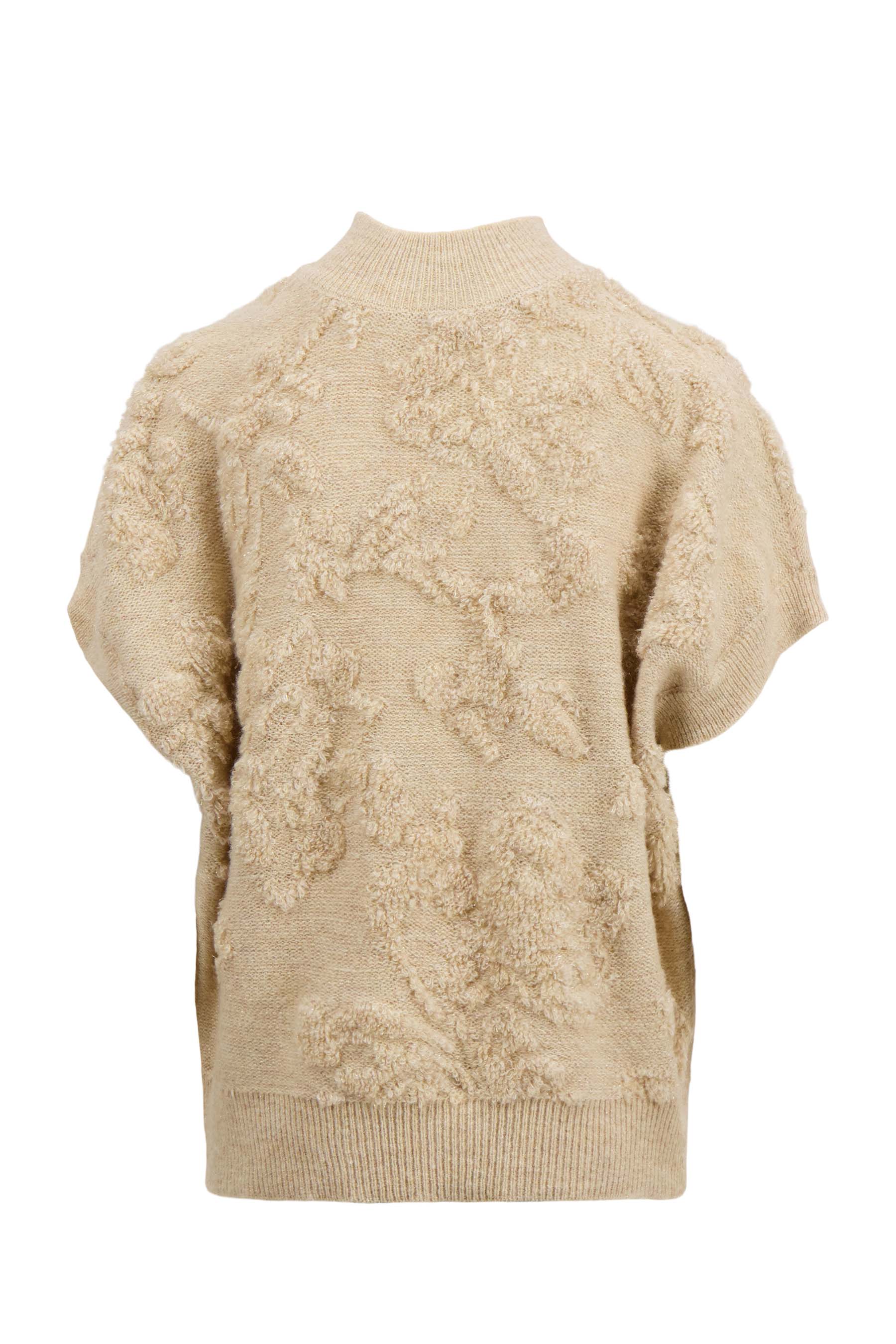 mouwloze trui met lurex jacquard