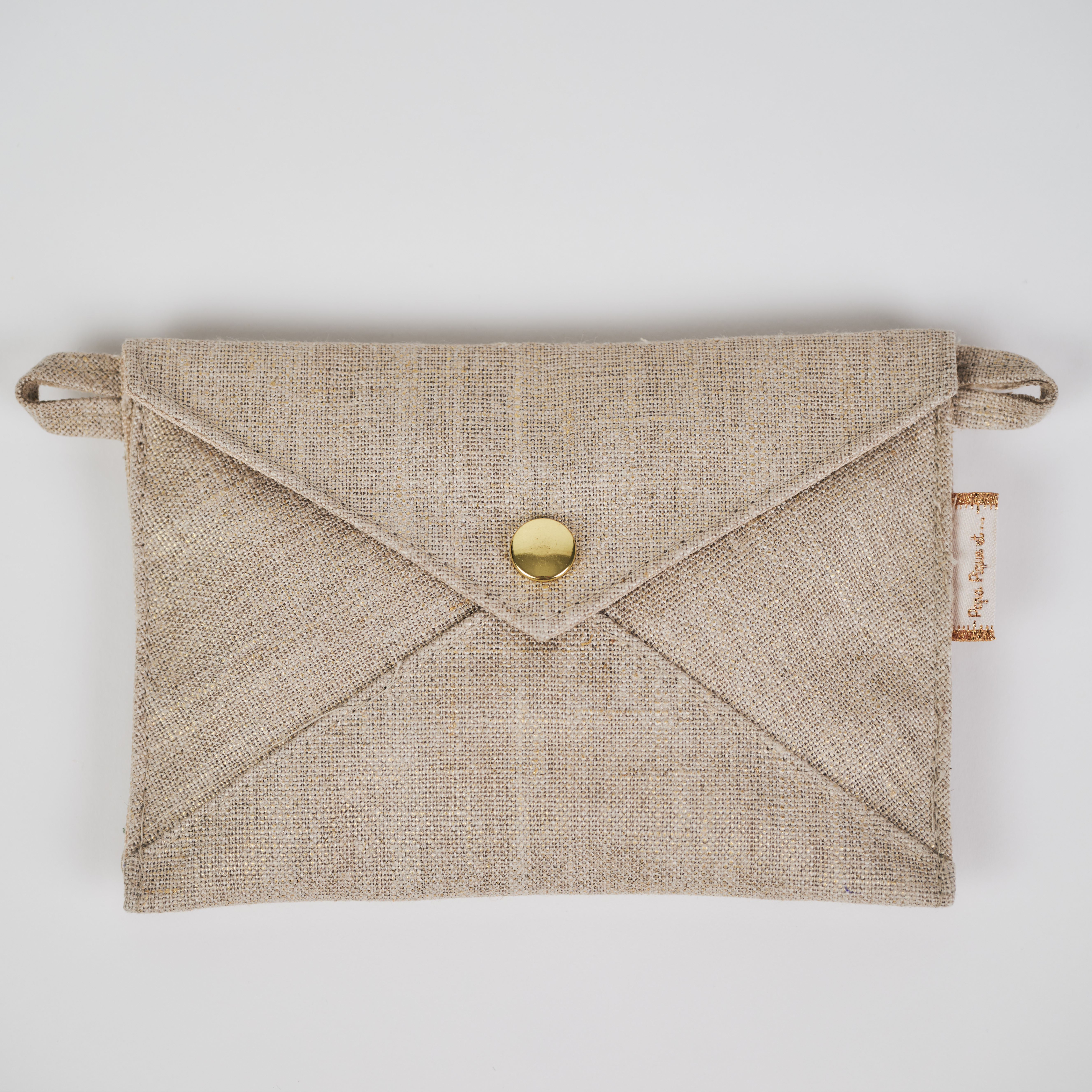 Petite Pochette Enveloppe Lin Doré