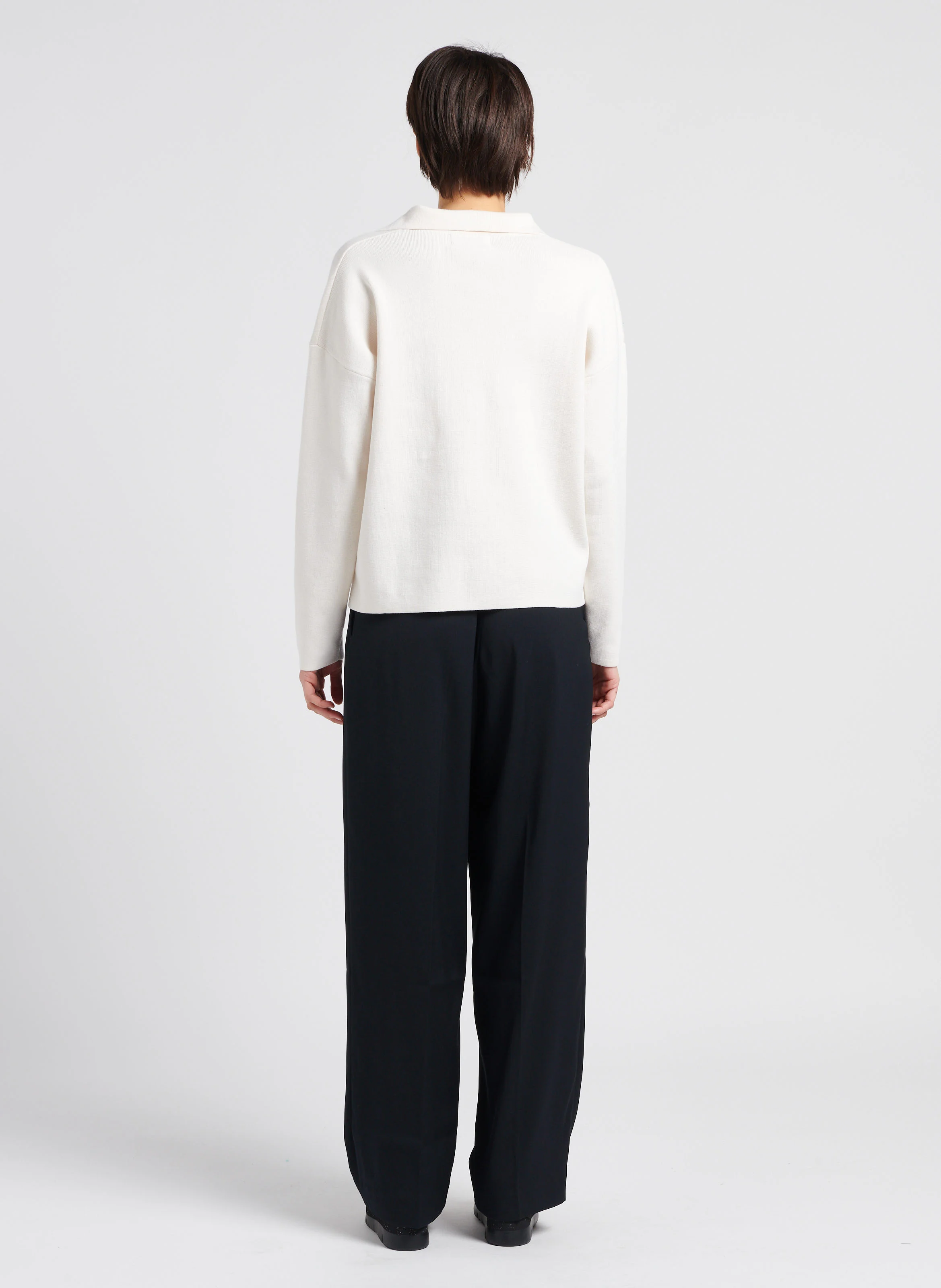MONDOVIE AMOUR - Pull col V à revers en coton mélangé| Blanc