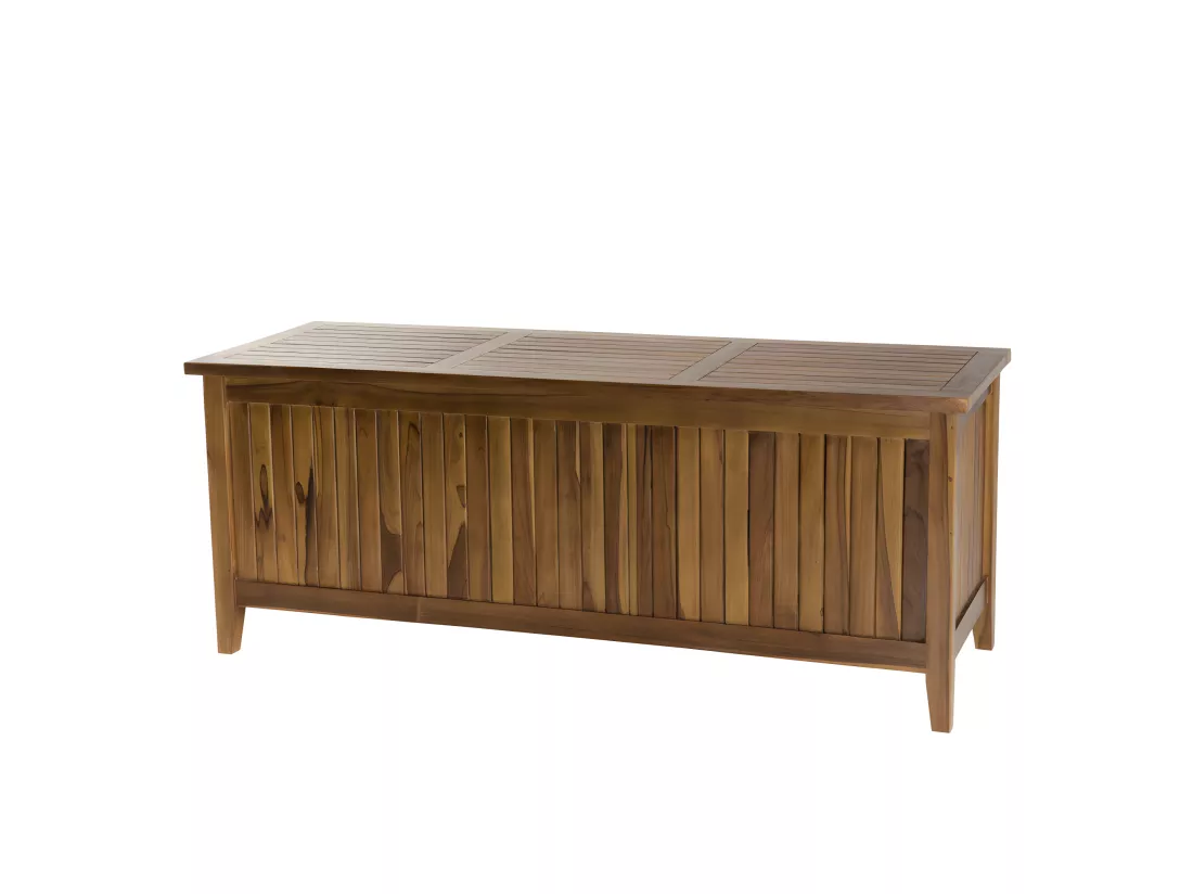 HANNA - Coffre de jardin piscine en bois teck huilé 165x55cm