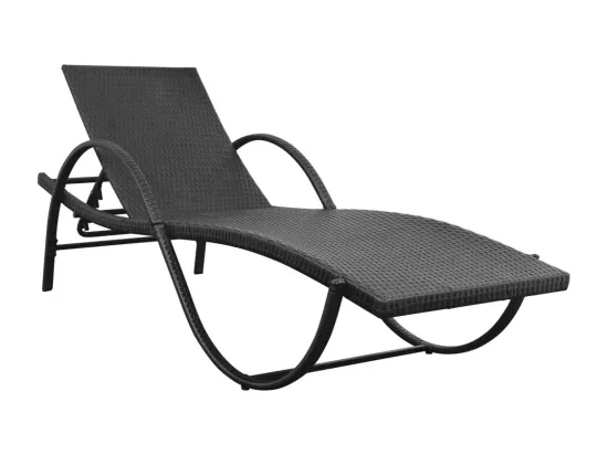Chaises longues lot de 2 avec table résine tressée noir