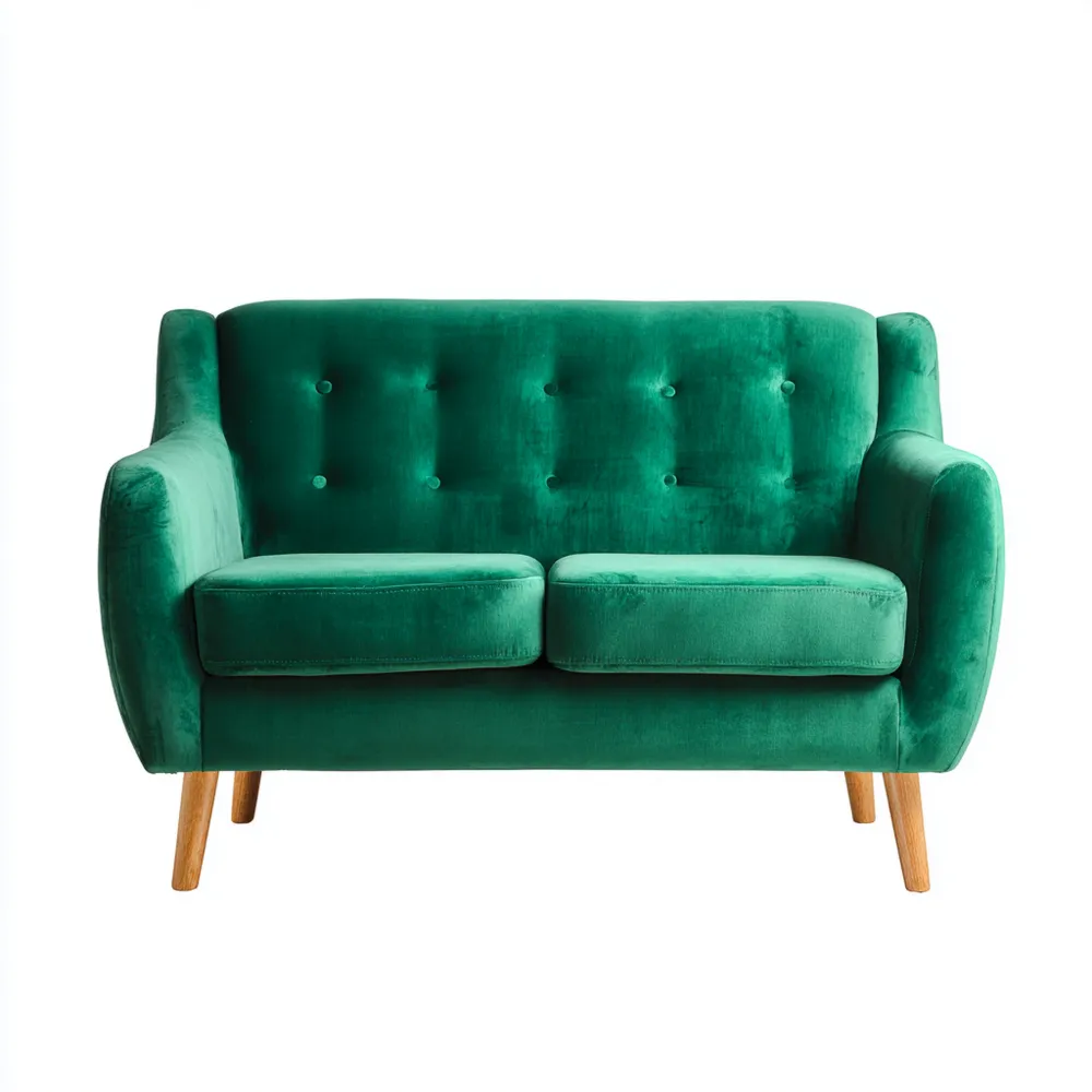 2-Sitzer-Sofa Samtpolster 140x80x85 cm - Smaragdgrün - Skandinavisches