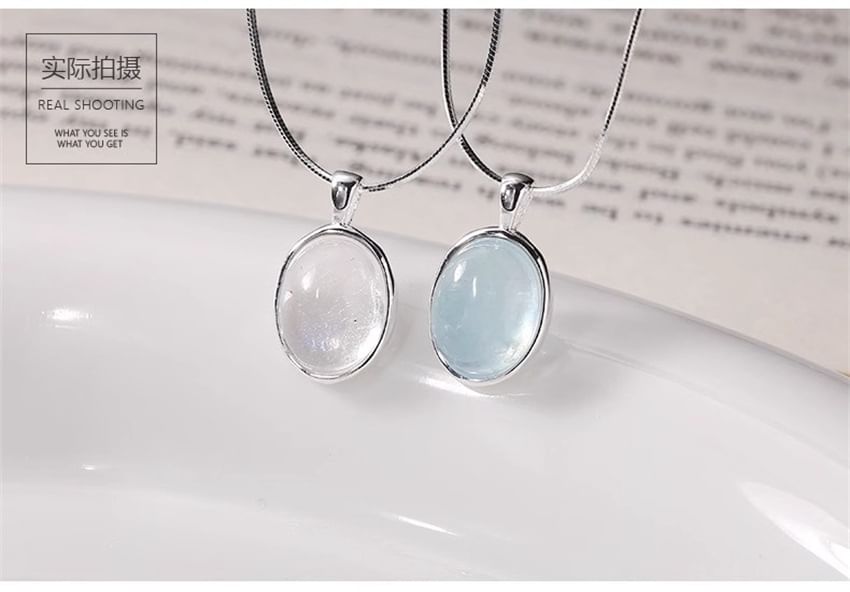 Bolgivy - Hanger met imitatie-edelsteen, choker van sterlingzilver (925)