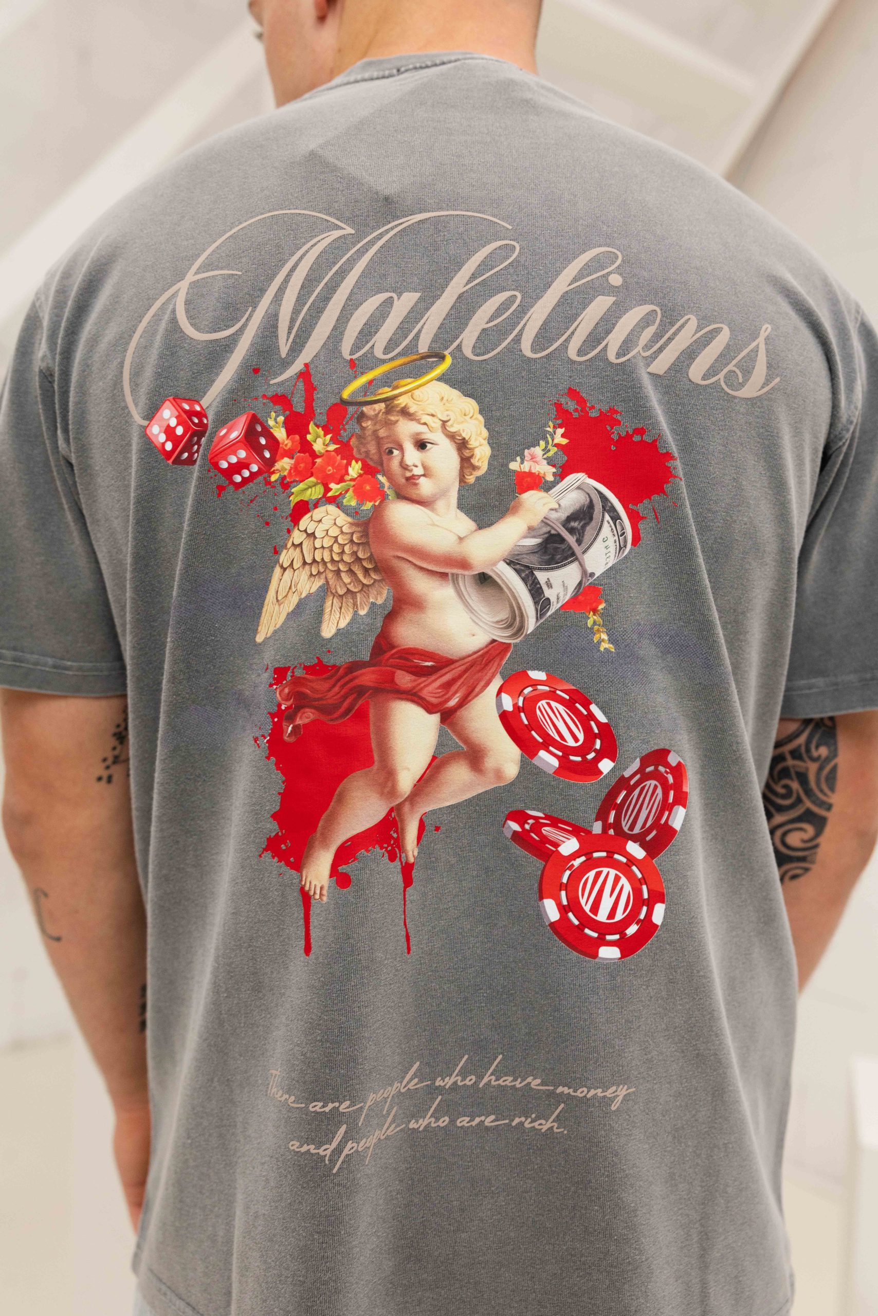 Malelions Angel T-Shirt Heren Grijs