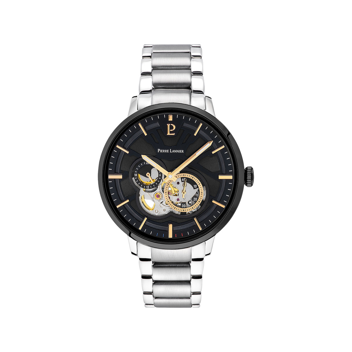 Montre PIERRE LANNIER trio homme automatique, bracelet acier argent