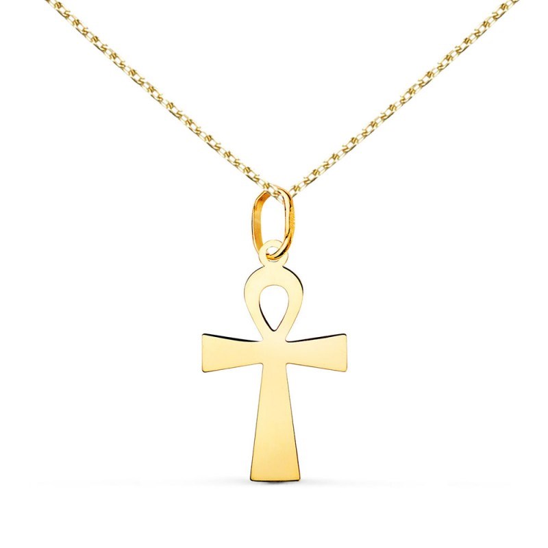 Collier - Médaille Croix de la Vie Or 18 Carats 750/000 Jaune - Chaine Dorée