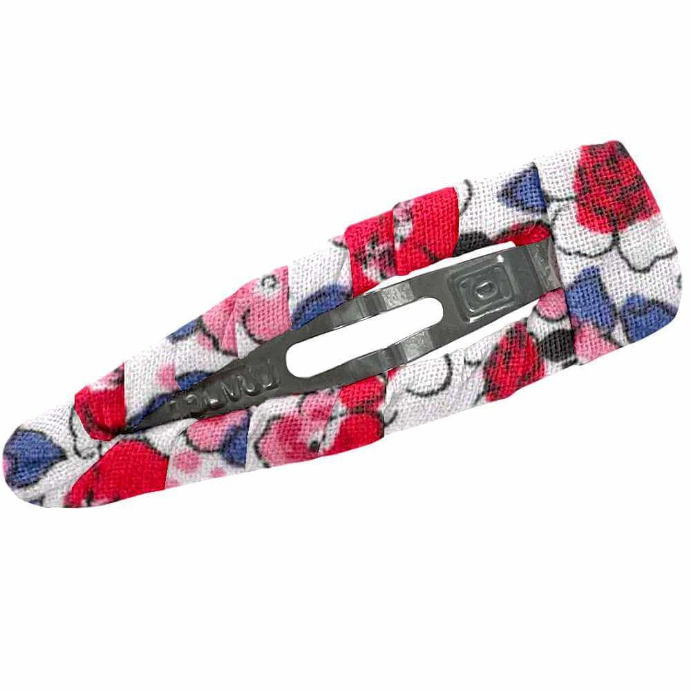 Barrette Clic-Clac Tissu Rouge Corolle