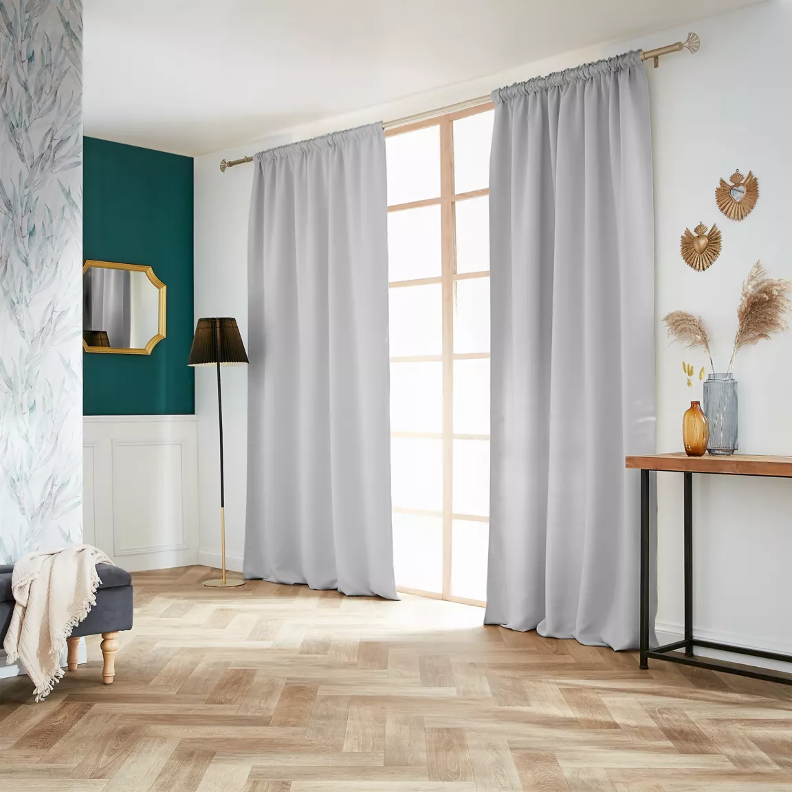 Rideau obscurcissant galon fronceur (140 x 260 cm) Dark Gris clair