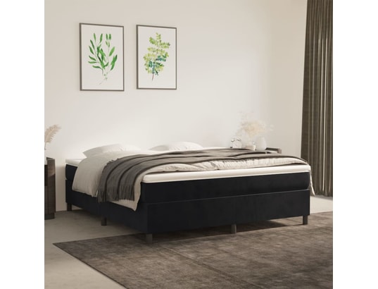 VIDAXL - Sommier 180 x 200 Sommier à ressorts de lit noir 180x200 cm velours