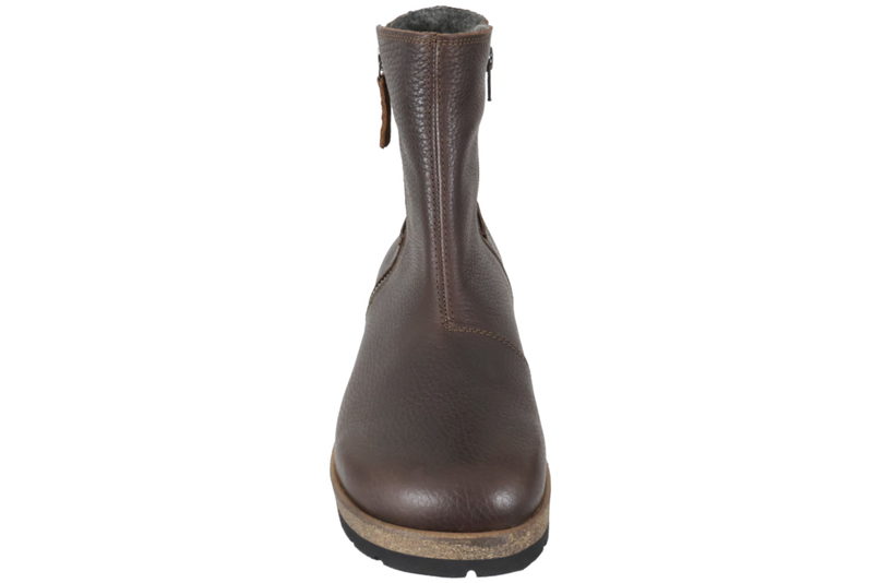 NEW FEET STØVLE I MØRKEBRUNT PRÆGET KALVESKIND