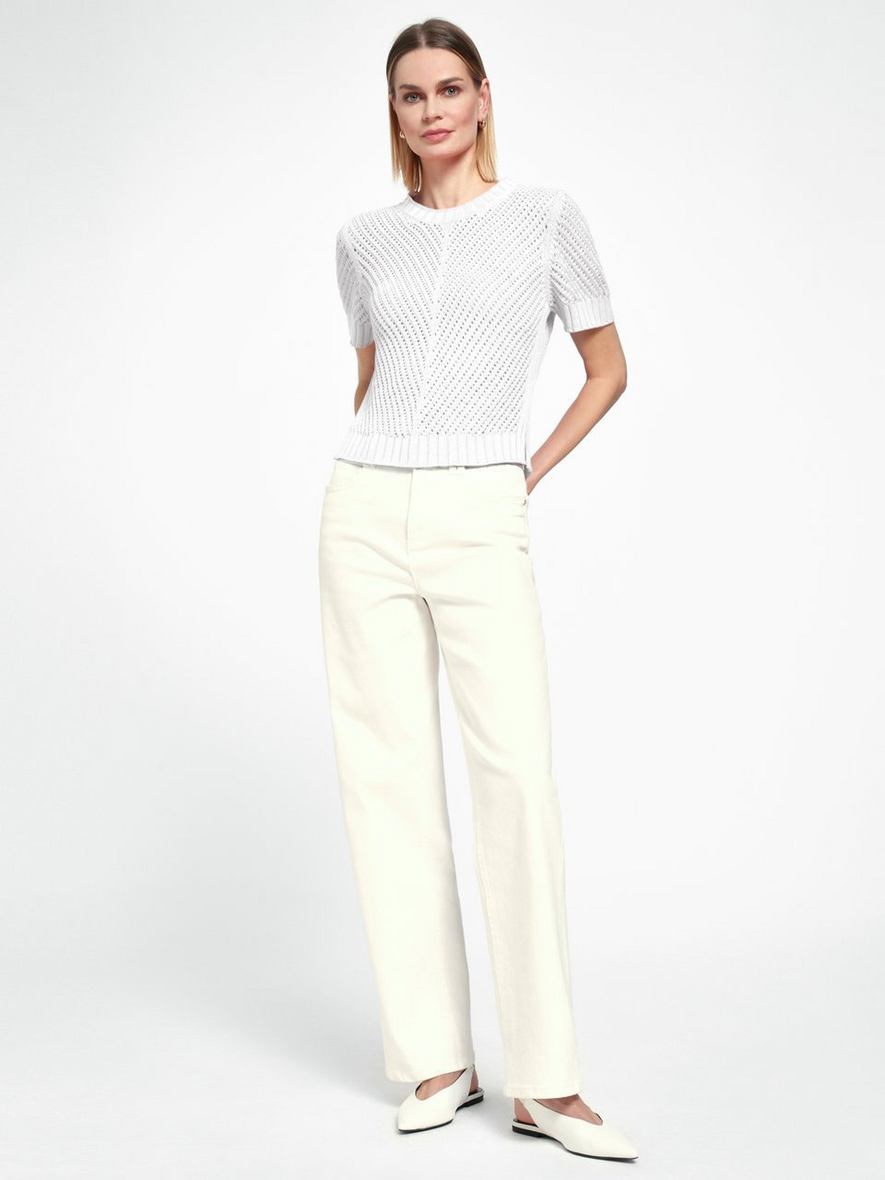 Rundhals-Pullover mit 1/2-Arm