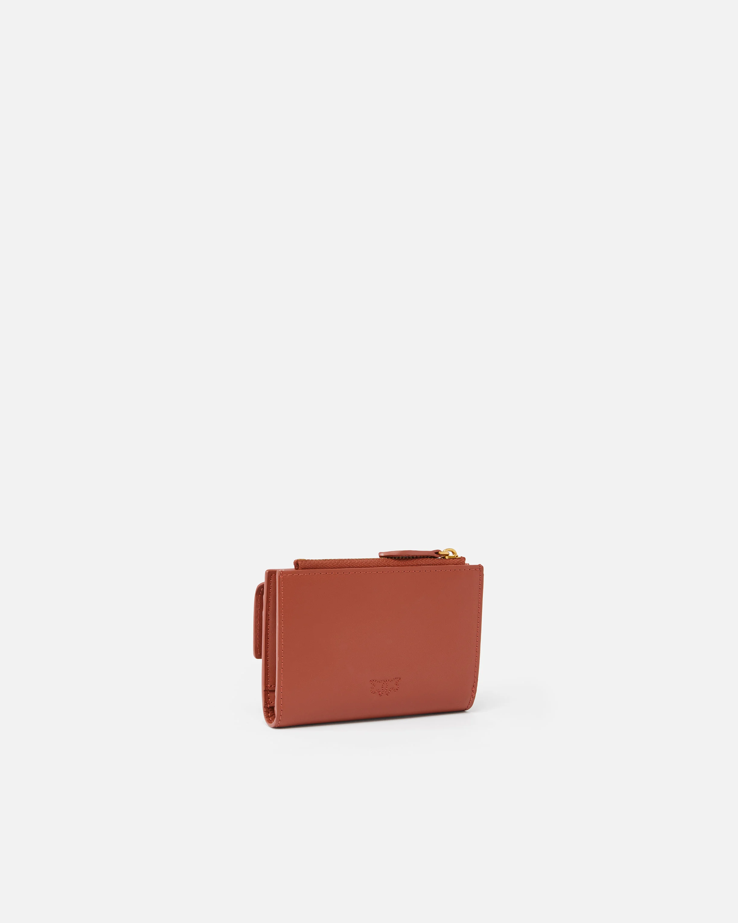 Petit portefeuille compact lisse à logo | Orange