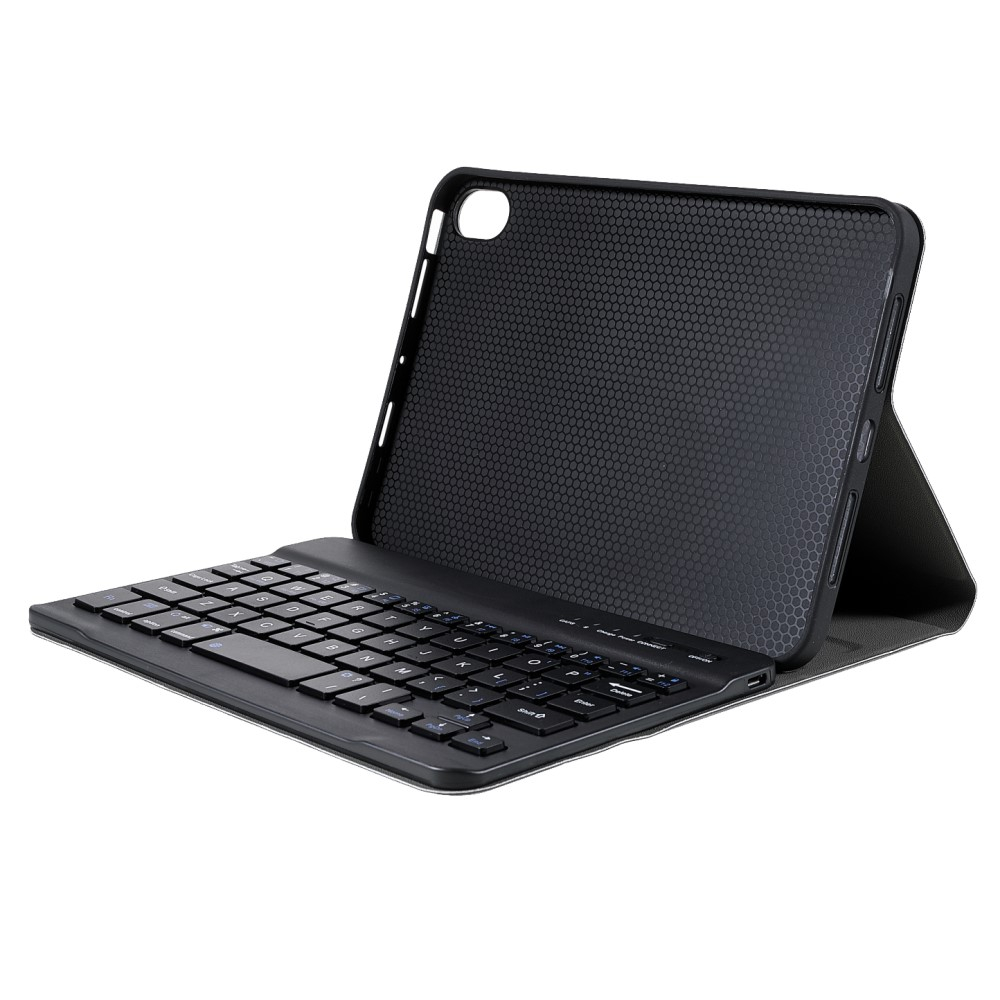 iPad Mini 7 (2024) / Mini 6 (2021) Leder Tasche Magnet Bluetooth Tastatur Abnehmbar (QWERTY) - Schwarz