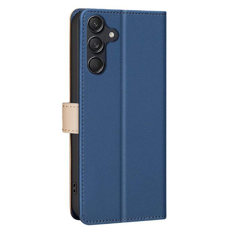 Samsung Galaxy S25 Leder Tasche Flip Cover (RFID Schutz) - Blau / Beige