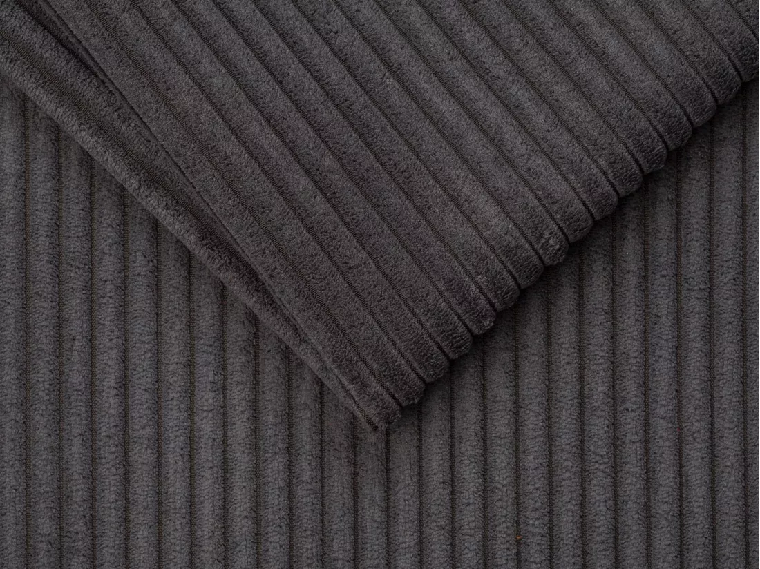 Canapé d'angle réversible convertible express en velours côtelé gris anthracite - Couchage à lattes larges 160 cm - Matelas 22 cm mémoire de forme - VIZIR