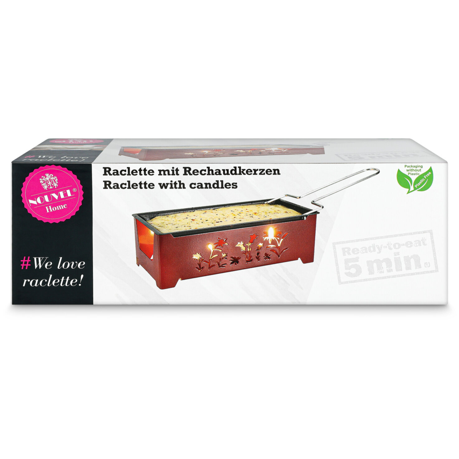 Raclette-Ofen mit Kerzen Blumen