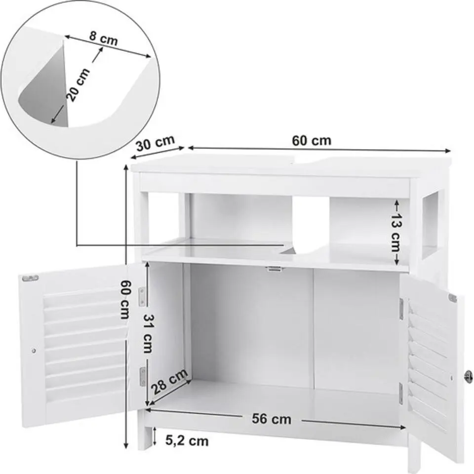 Parya Home Wastafelonderkast, zonder wastafel, veel opslag, wit