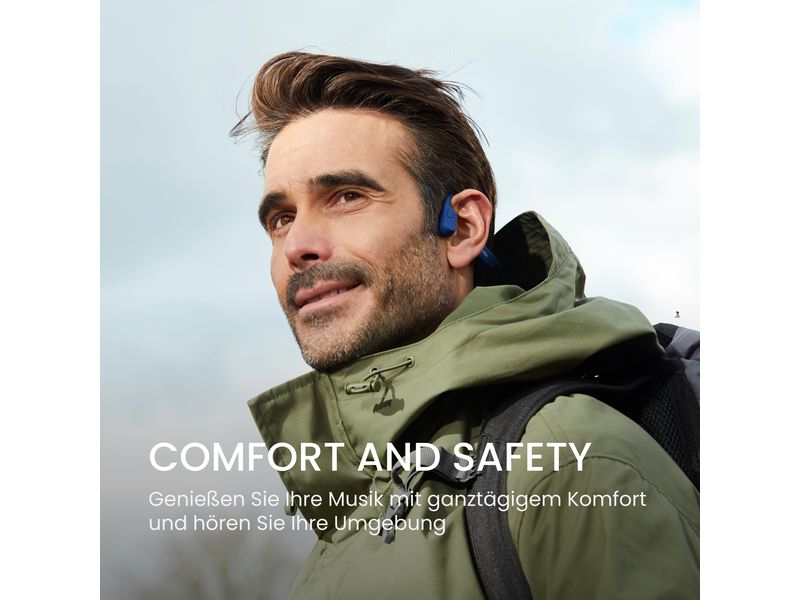 Shokz Bone Conduction Kopfhörer OpenRun USB-C Blau Knochenschall-Sport-Kopfhörer