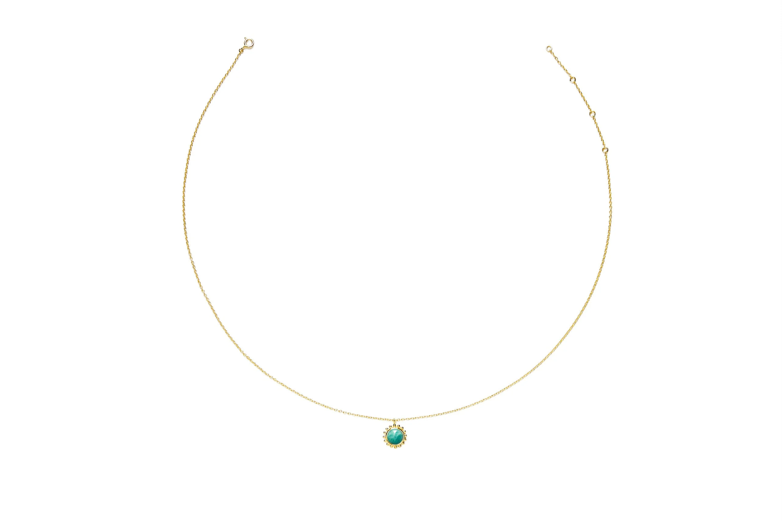 Collier surya grand soleil et amazonite | Doré