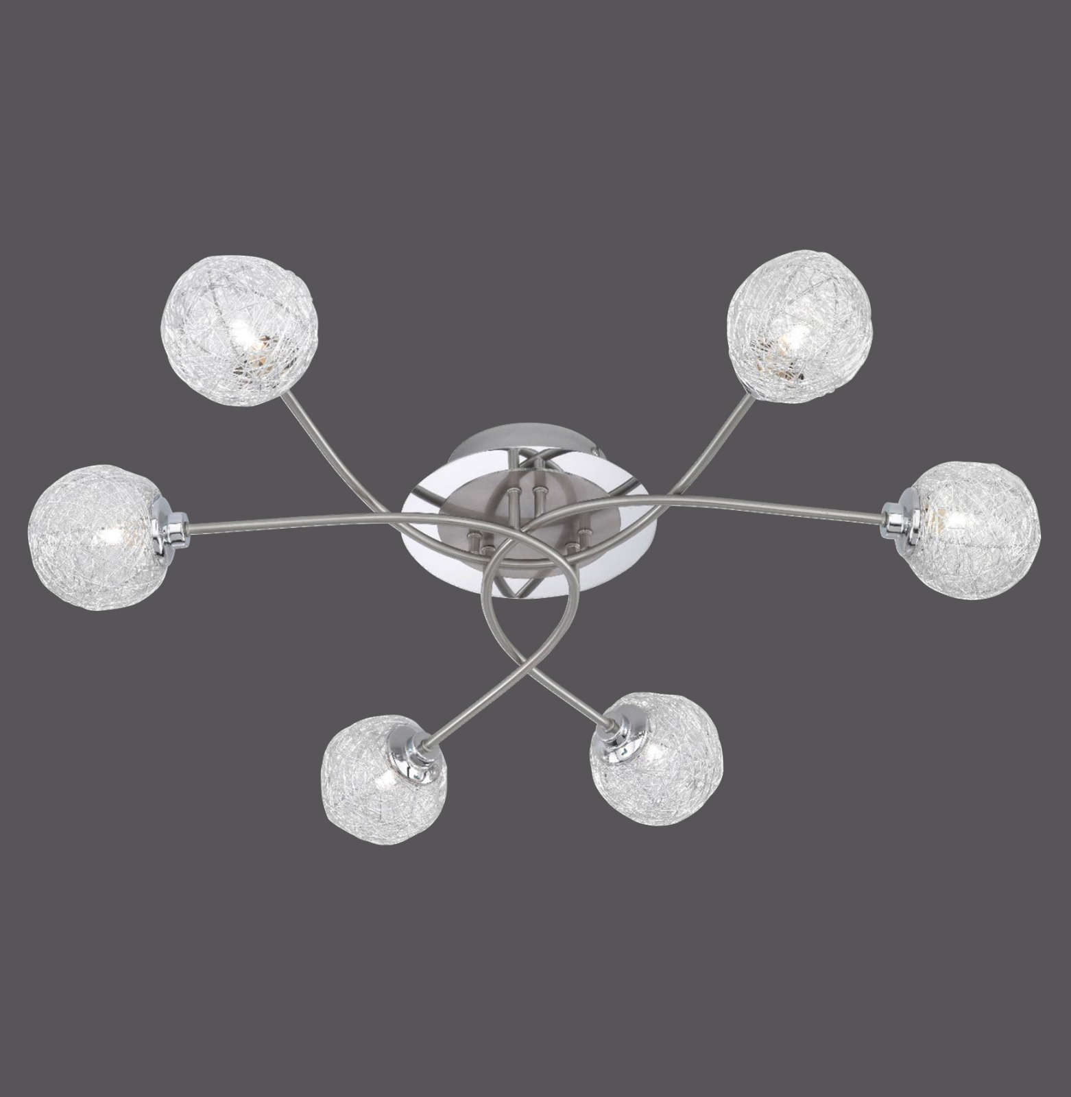Halogen-Deckenleuchte - Stahl - Aluminiumgeflecht - Ø 70 cm