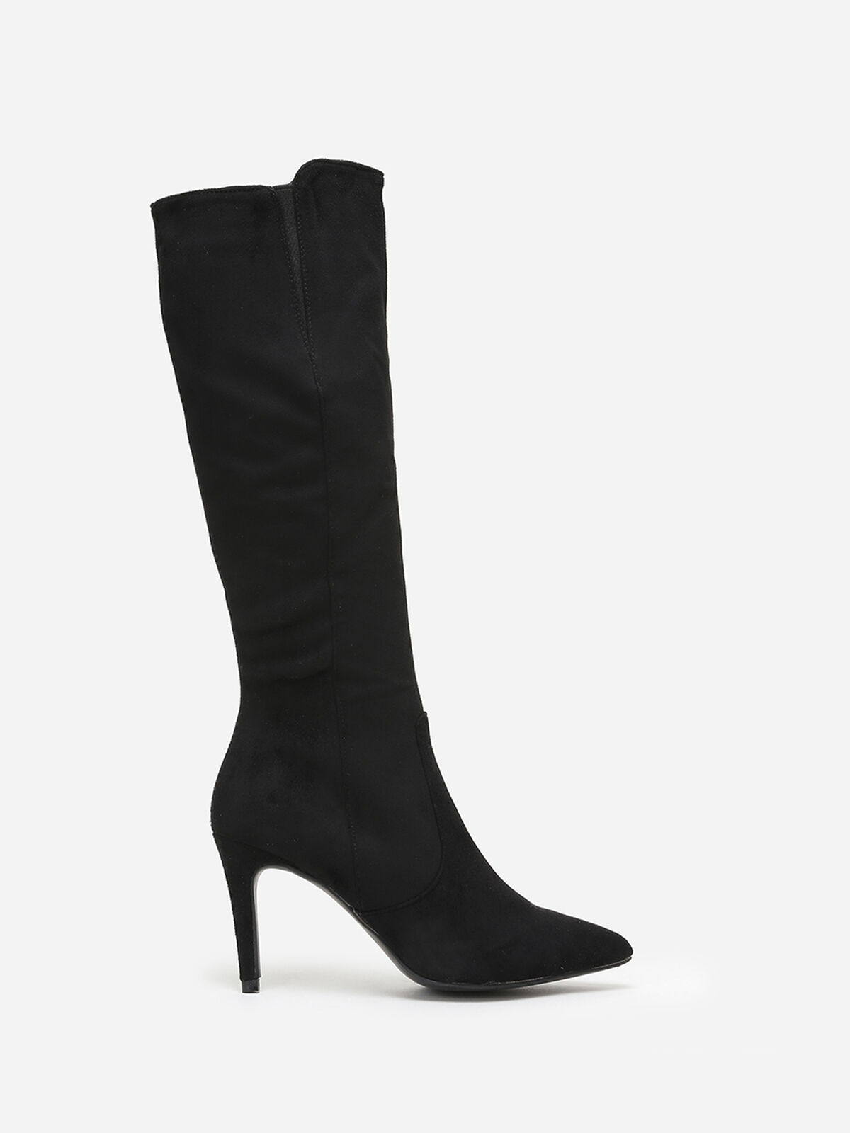 Bottes en suédine à bout et talon pointus- Noir