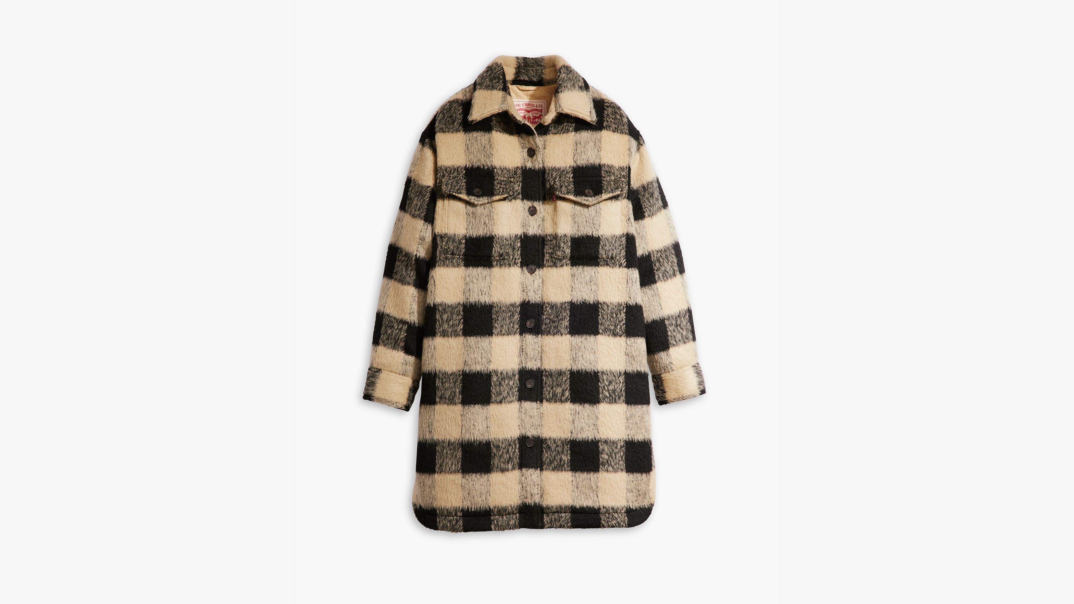 Veste longue Nola - Darla Gingham Almond Buff - Multicolore