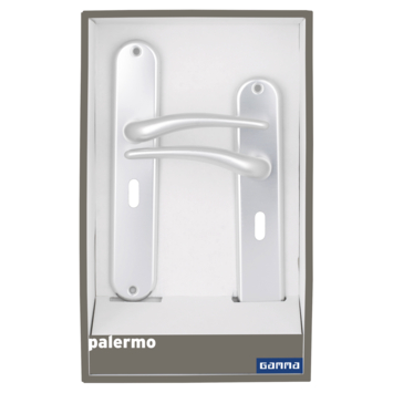 Gamma deurkruk set Palermo ovaal schild sleutelgat 56 mm aluminium