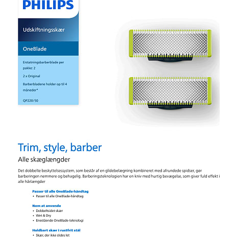 Philips OneBlade QP220/50 udskiftelige skær