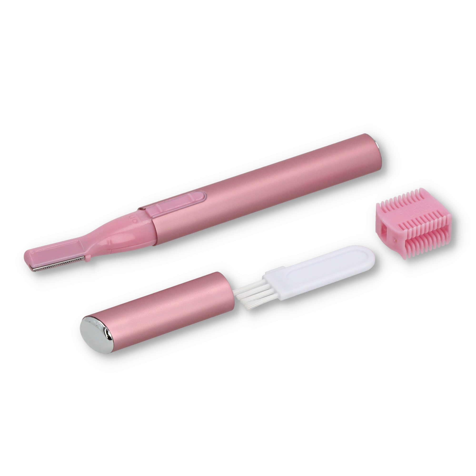 (3-tlg. Set) Elektrischer Augenbrauen Trimmer Gesichtshaar Rasierer (Batteriebetrieben) - Rosa