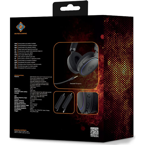 Deltaco Gaming DH430 7.1 gaming headset - sort
