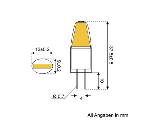 LED COB chip pin socket lamp, dimbaar, G4/2,5W, 240 lm, 3000 K warm wit, 1 verpakking, helder/zilver