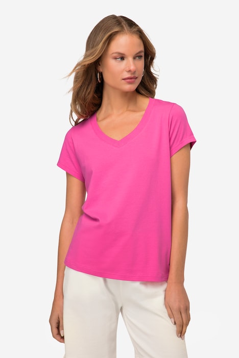 T-Shirt, kleiner Knoten Print, V-Ausschnitt, Halbarm, OEKO-TEX MIG