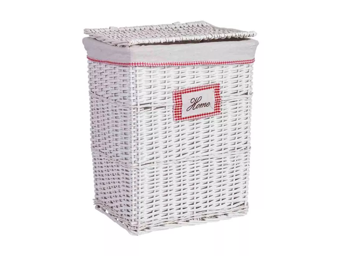Panier à linge en osier gris 43x33x55h cm