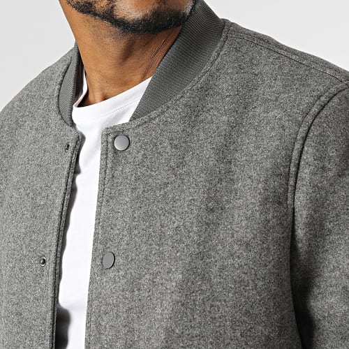 Veste Teddy Gris Anthracite Chiné