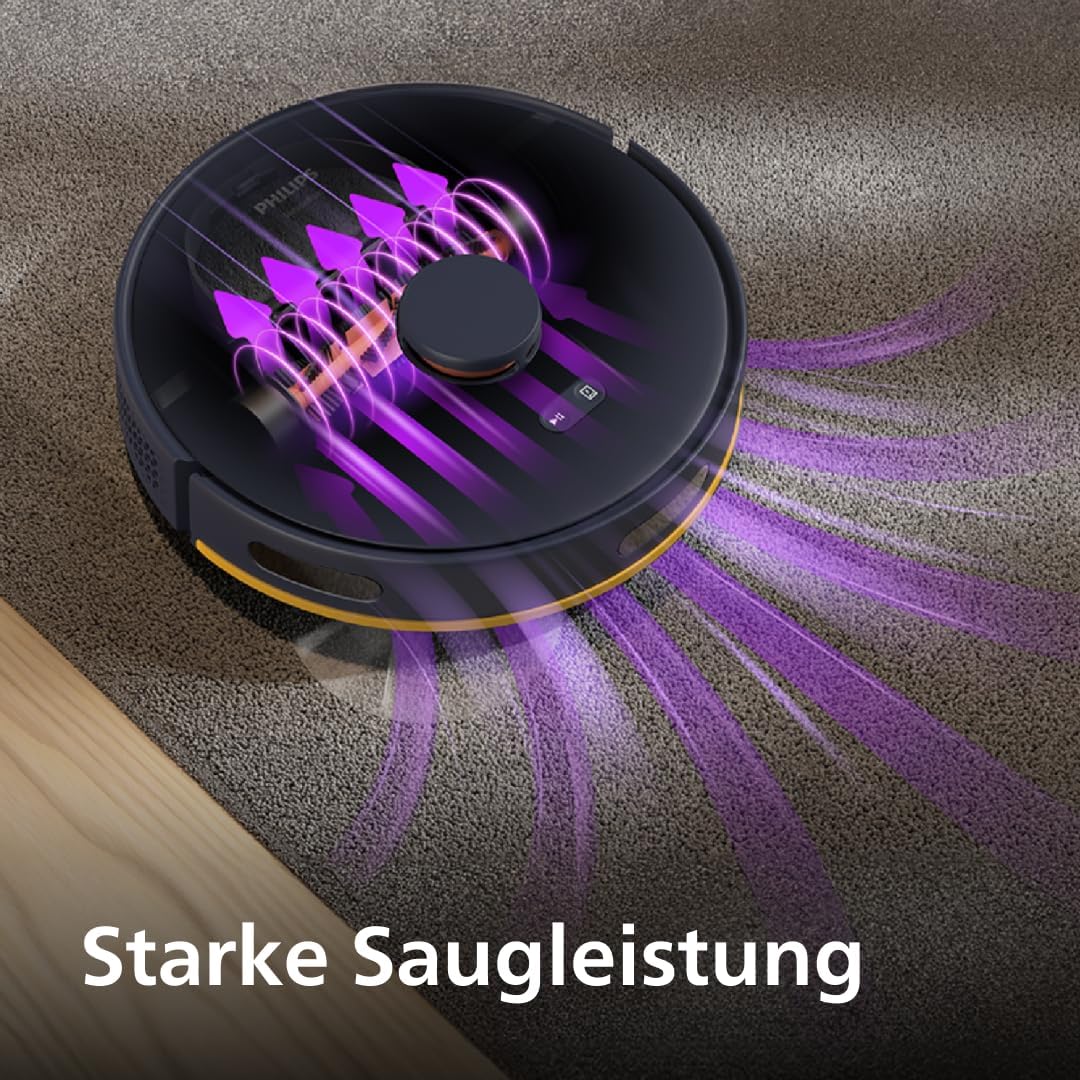 Philips Homerun Serie 2000: 2-in-1 Saug- und Wischroboter, 130 Minuten Laufzeit, Lasernavigation, Teppichboost, Absaugstation, App-gesteuert, Arktikweiß (XU2100/20)
