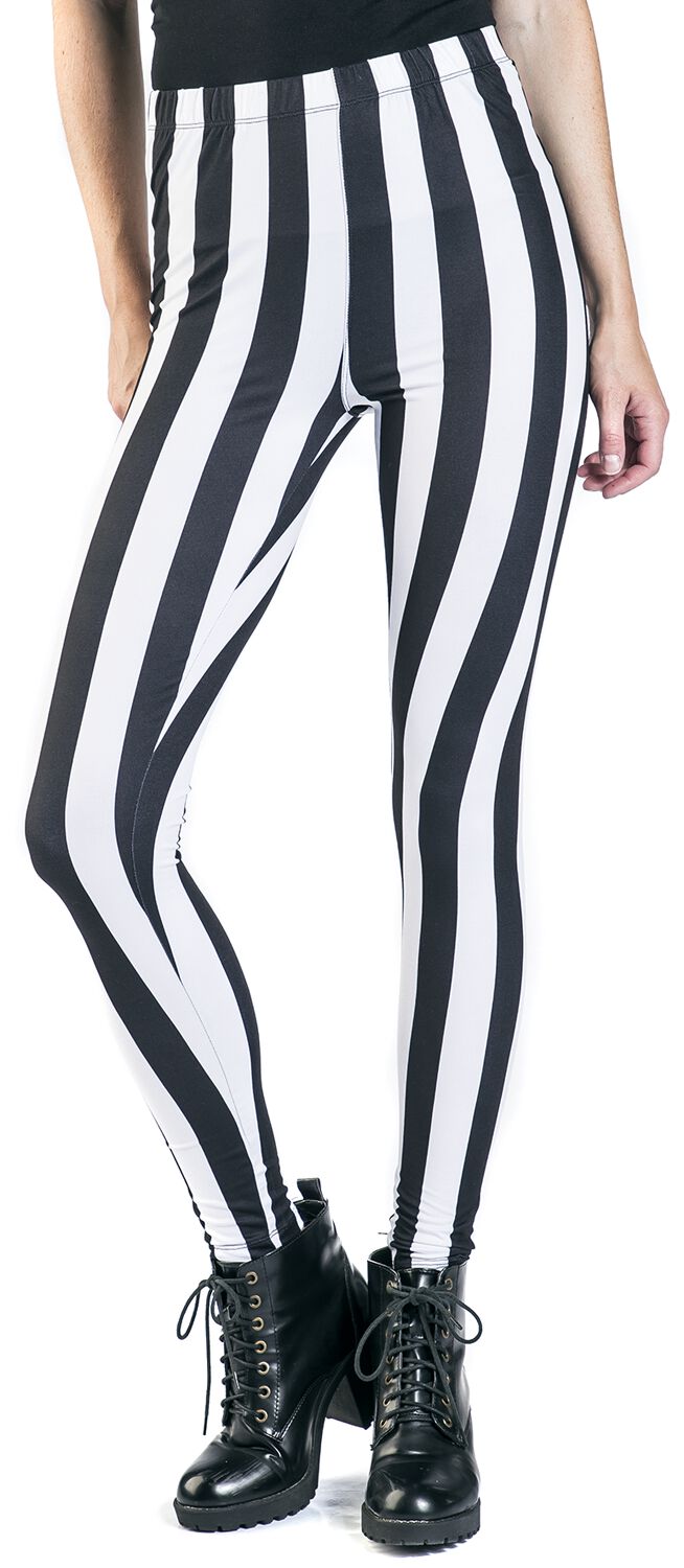 Leggings Rayé Noir/Blanc | Gothicana by EMP Legging
