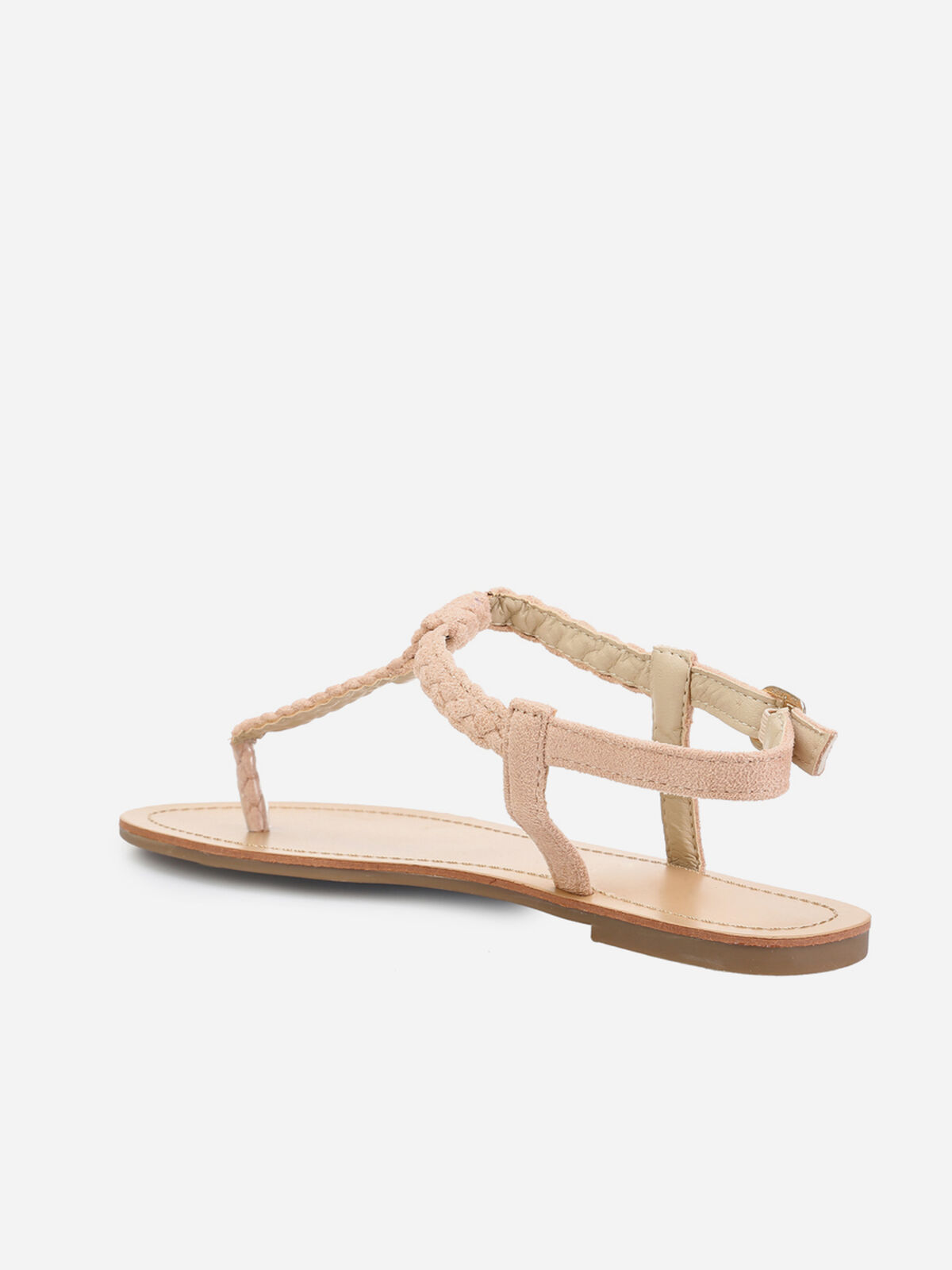 Nu-pieds en suédine à bride tressée- Rose