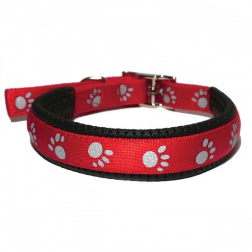 Coleira Rosewood Reflective com Estampa de Pata, Vermelha