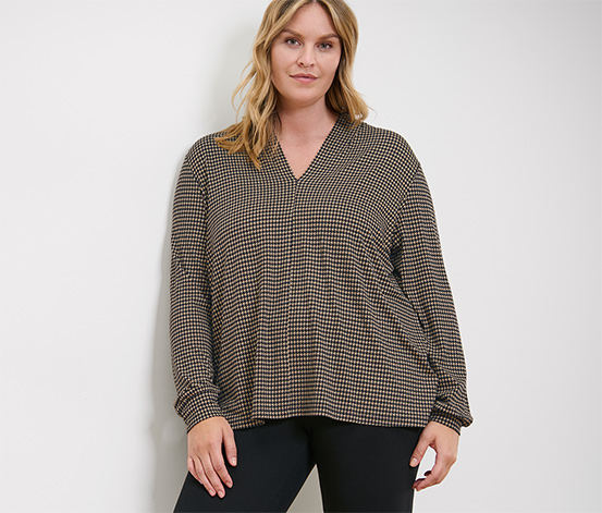 Bedrucktes Blusenshirt mit V-Ausschnitt