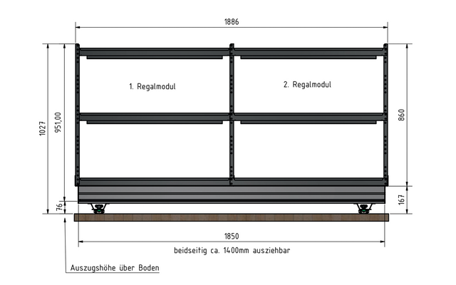 Weih-tec  Load Move R2 Heckgaragen-Regalsystem