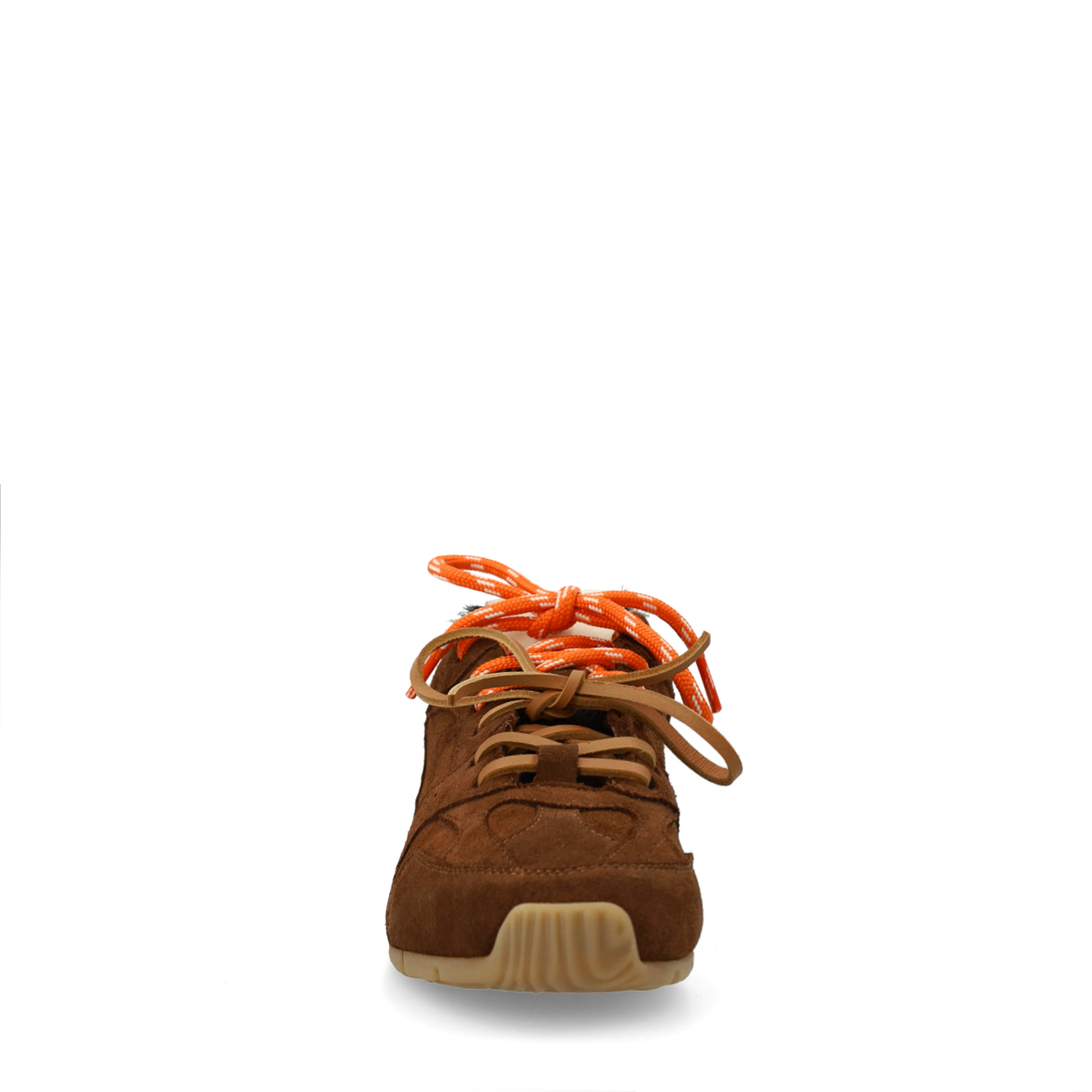 Manfield X Isabelle - Bruine suède sneakers met dubbele veters