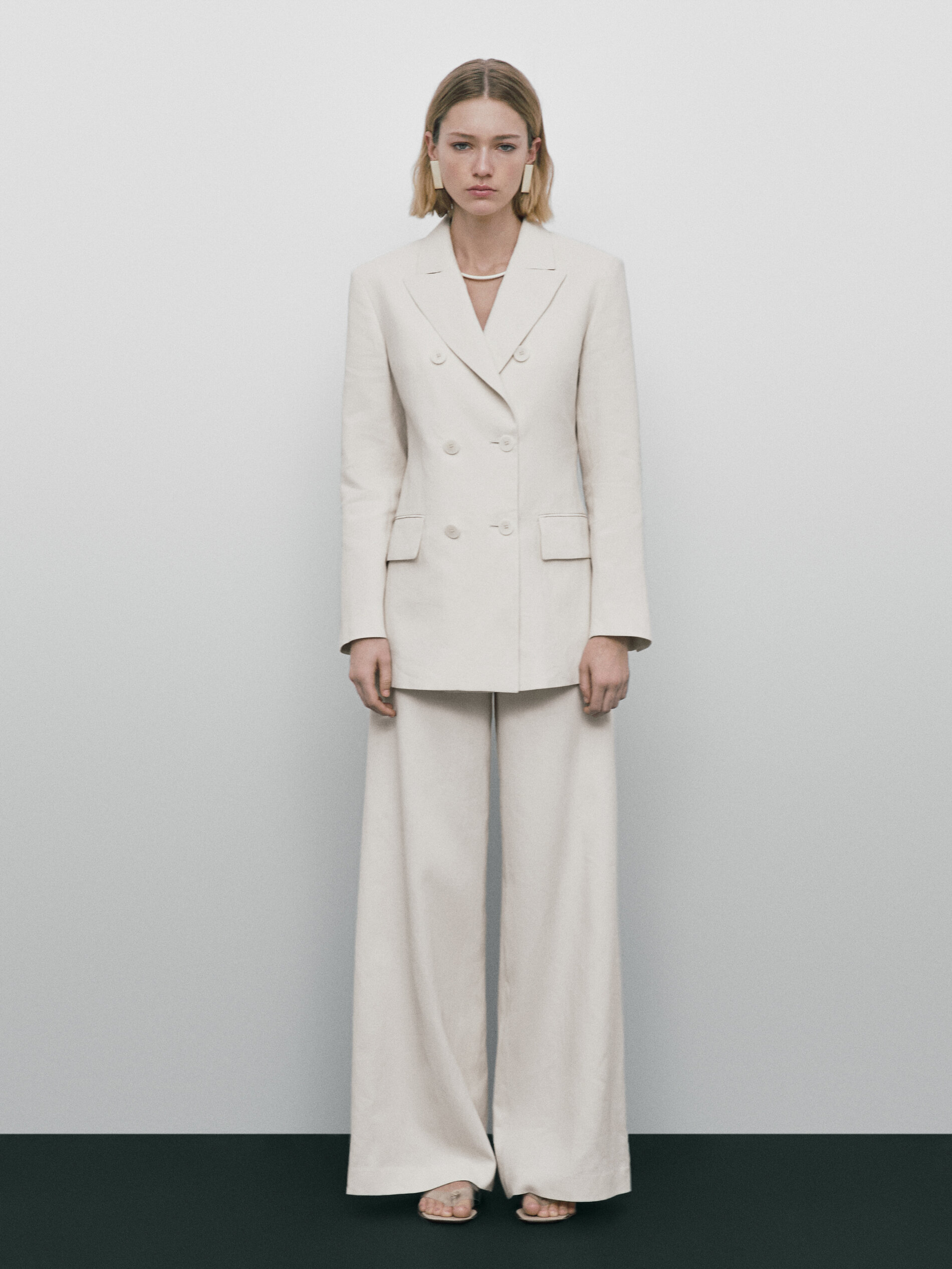 Pantalón traje lino Edição limitada - MARFIL