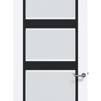 Arne & Bodil binnendeur ABB102 mat glas met blanke rand - extra wit afgelakt - glaslat diep zwart