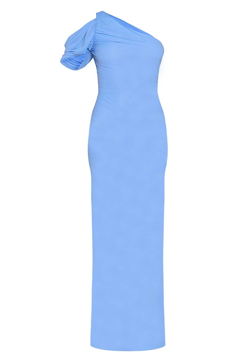 Bleu Layette Robe Longue Asymétrique Sans Manches En Mousseline