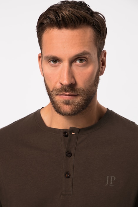JP 1880 Henley, Basic, Shirt, Langarm, Knopfleiste, bis 8XL