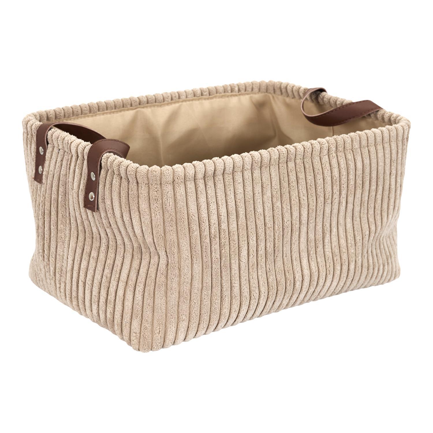 PANIER TAUPE VELOURS COTELE TAILLE M H.20CM