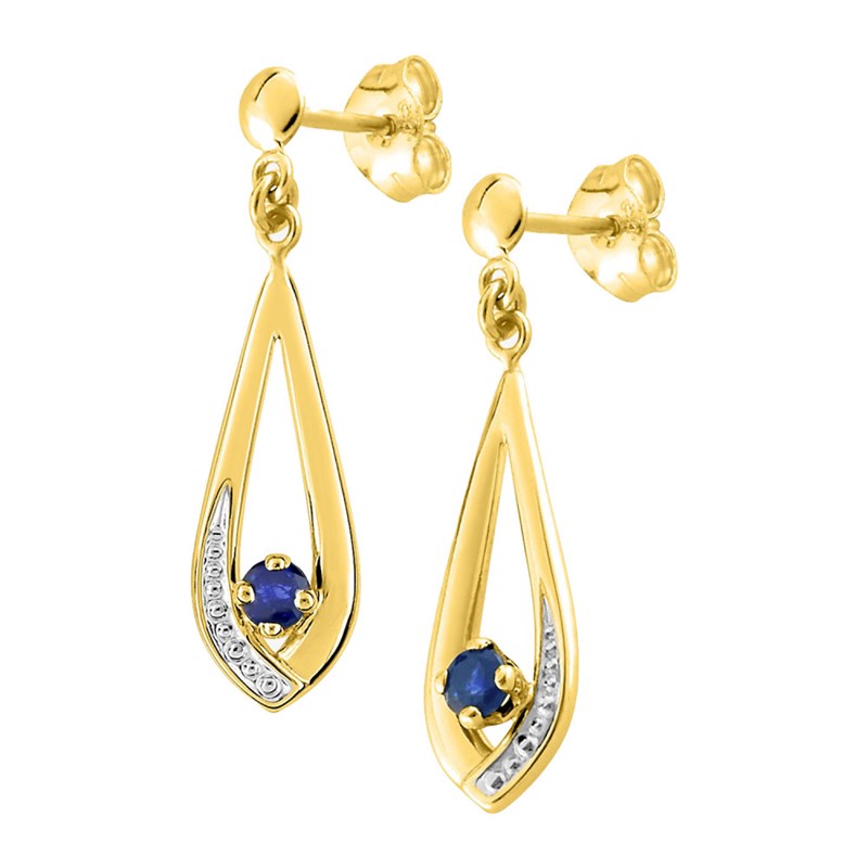 Boucles d'oreilles femme pendantes - Saphir - Or 18 Carats