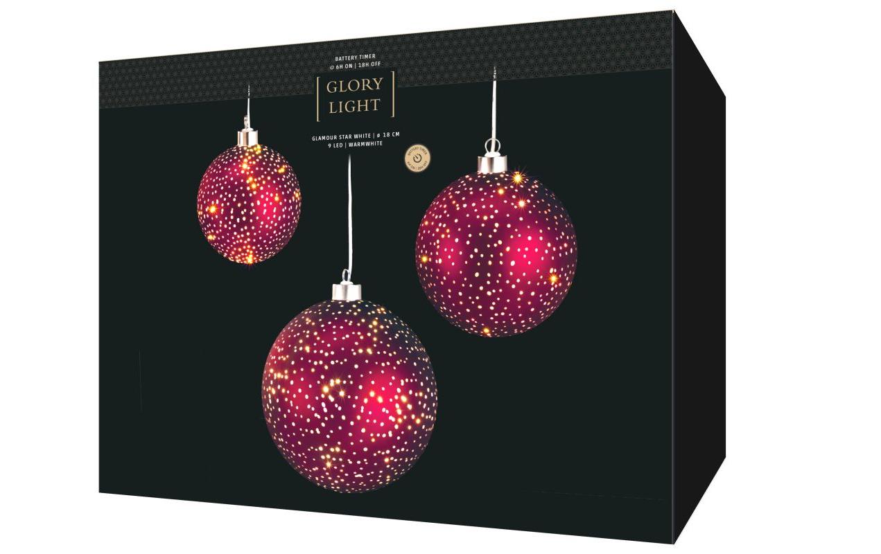 Hänger Set Ball, 3 Stück, BordeauxWeihnachtshänger für den Innenbereich