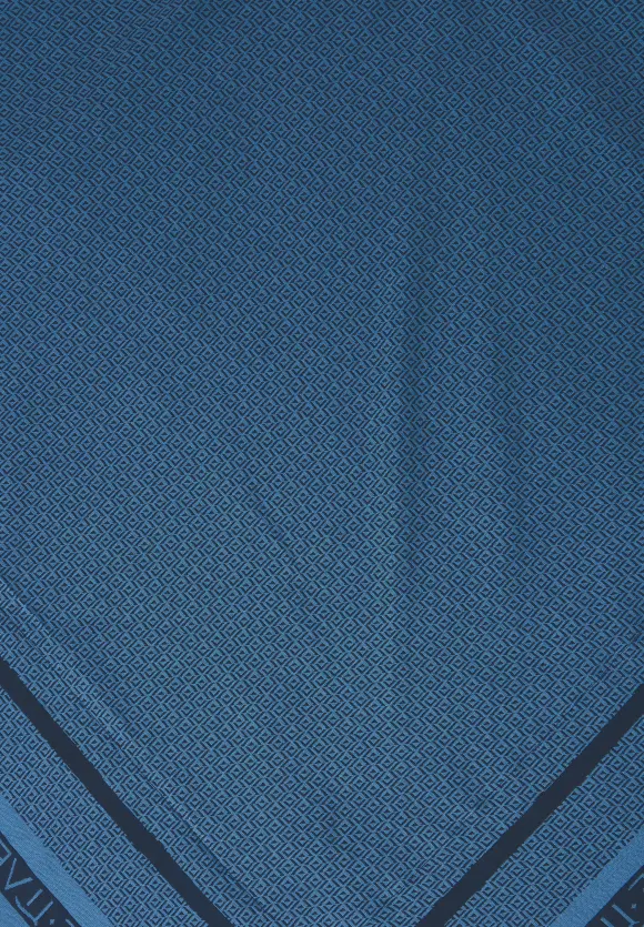 Printtuch mit Fransen - frozen sea blue